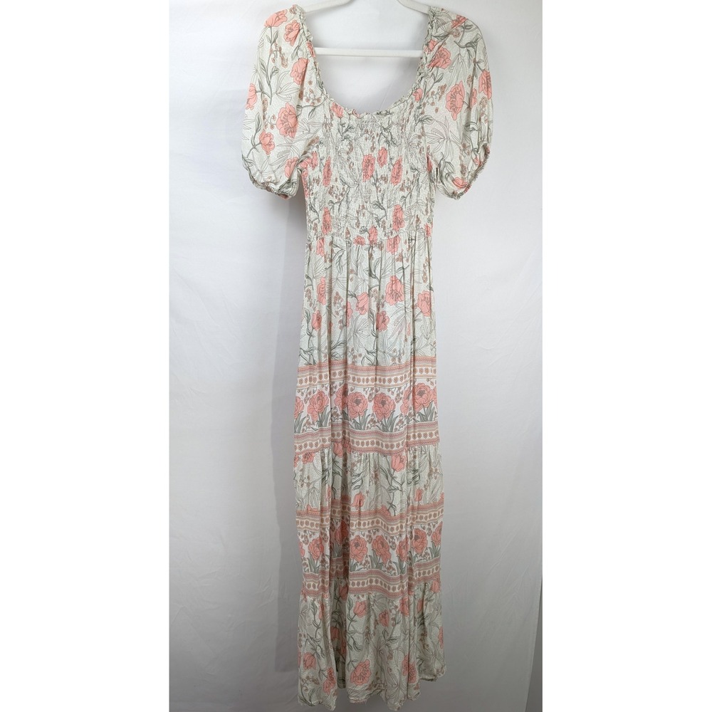 Romantic Floral Puff Sleeve Maxi Peasant Dress Size S Fairy Cottagecore Coquette - Picture 2 of 9